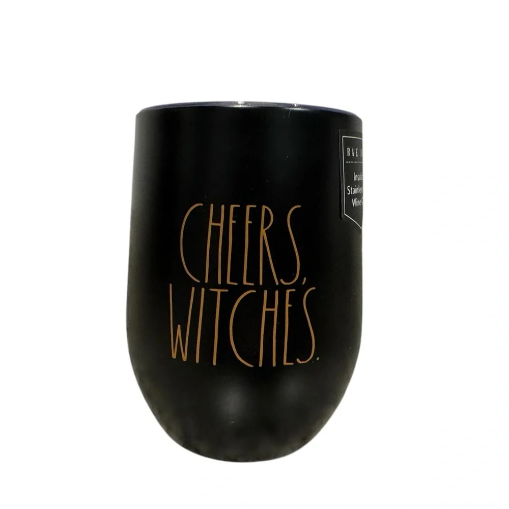 RAE DUNN CHEERS WITCHES HALLOWEEN INSULATED WINE GLASS-TUMBLER-CUP NWT!